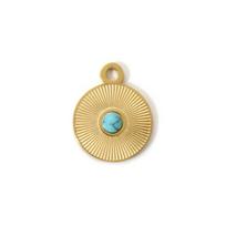 1 Piece 304 Stainless Steel Bohemia Charms 18K Real Gold Plated Green Blue Resin Stone Pendant For DIY Necklace Jewelry Making beige
