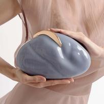 Lady Female Brand Women Metal Handle Mini Purse Luxury Shoulder Bag Prom Acrylic Snail Shape Hard Shell Box Clutch Beach Handbag 22x7x14cm mėlyna