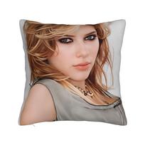 Pillow Cover Scarletts Johanssons American Actor Vintage Pillow Case For Sofa Home Decor Pillowcases Peach skin 18*18(CM)-1Pcs