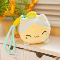 12cm Pūstas Apvalus Mielas Pliušinis Katės Raktų Pakabukas Minkštas Suspaudžiamas Streso Malšinantis Pliušinis Žaislas Kawaii Kačiukas Rainučiai Katės Lėlė 12cm citrina