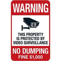 No Dumping Warning Sign with  Fine  Security Camera Surveillance Detection  HeavyDuty Metal Property Sign     PreDril 20x30cm（7.8x11.8inch） black