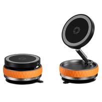 15W Vacuum Suction Magnetic Wireless Charger Car Phone Holder Mount 360 Degree Rotatable Compatible with Smartphones for iPhone oranžinė
