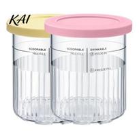 Ice Cream Pint Containers for Ninja NC500, NC500C, NC501, NC501C Series, Food Grade Replacement Cups Creami Plastic Cup with Leak-proof Lid, pink