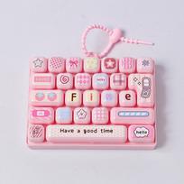 Cute Keyboard Shape Fidget Squeeze Toy With Colorful Cartoon Patterns Perfect For Backpack Charms Kids Gifts Daily Stress Relief pink