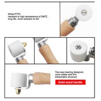 28mm 1.1in PTFE Hand Pressure Roller 2‑Way Bearing Wooden Handle Heat‑Resistant Welding Tool gray