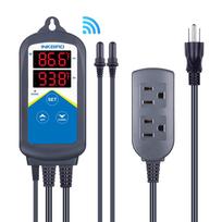 INKBIRD ITC-306A-WiFi Aquarium Temperature Controller Double Sockets Thermometer APP Notification for Fish Tank Water Terrarium US PLUG gray