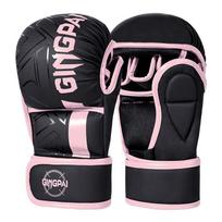 Half-Finger MMA Boxing Gloves Training Muay Thai Sandbag Punching Adult Kids PU Leather S M L Small black