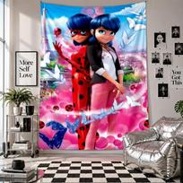 Wall TapestryMiraculous Ladybug Art Hanging Cloth Decorative Background Cover for Room Decoration 130cmx150cm