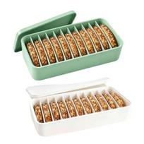 Cafe Bread Slice Display Box 11-Slot Silicone Freezer for Sourdough Storage, Flexible Container with Individual Storage Compartments Thick Sliced