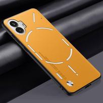 Prabangus PU odos dėklas Nothing Phone 1 galiniam dangteliui, matinio silikono, atsparus smūgiams, pilnos apsaugos dėklas Nothing Phone1 telefonui Nothing Phone 1 geltona