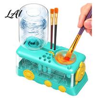 Acrylic Painting Brush Washer Water Cycle Paint Cleaner Rinser with Cleaner Dispenser & Palette Watercolor Cleaning Tool žalia
