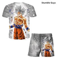 Dragon Ball 3D Spausdinti Marškinėliai Berniukams Super Saiyan Goku Marškinėlis Šortai 2 Vnt Rinkiniai Vaikams Berniukams Anime Marškinėlis Vasaros Vaikų Kūdikio Drabužių Rinkiniai 150 gray