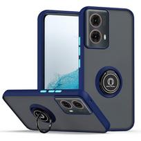 „Armor Matte“ dėklas, skirtas „Motorola Moto G35 G55 G75 G85 5G G05 G15 G04 G04S G24 G34“ dangteliui, stovui ir smūgiams atspariam „Coffee Fundas“ Moto G24 tamsiai mėlyna spalva