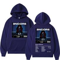 Reperio Eminemo albumo Encore dvipusis grafinis džemperis su gobtuvu Aukštosios gatvės mada Per dydį dėvimi megztiniai vyrams moterims Hip Hop Vintažiniai džemperiai su gobtuvu M tamsiai mėlyna spalva