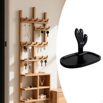 Raktų laikiklis prieškambario stalui Papuošalų organizatoriaus stovas Daugiafunkcinė laikymo padėklas Svetainė 23.5x15.5x16cm beige