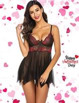 Erotic underwear European and American suspender Erotic underwear women's lace edge splicing mesh hem nightdress sexy pajamas women XXL