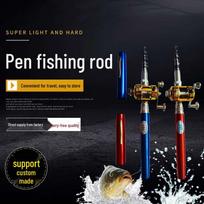 Mini plieninės meškerės rinkinys su metaliniu ritės būgneliu - 1 m, 1,4 m, 1,6 m variantai žvejybai ant ledo 1m Rod raudona