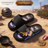 PUBG-Themed Summer Slippers for Boys & Teens - Medium & Large Sizes 19.5cm (30-31) juoda