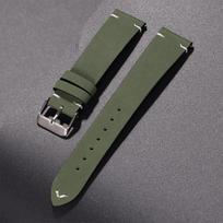 Calfskin Genuine Leather Watchbands for Omega Business Watch Band 20mm 22mm Quick Release Stitching Watch Strap Accessories 22mm armijos žalia spalva