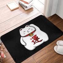 Cute Maneki Neko Lucky Cat Floor Door Kitchen Bathroom Mat Anti-Slip Outdoor  Doormat Garage Entrance Rug Carpet Footpad 43X75CM gray
