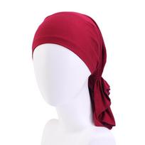 medvilninė elastinė galvos skara-kepuraitė, pintos galvos skaros-kepuraitės, chemoterapijos kepuraitė, aukštos kokybės prekės el. prekybai. One size fits all bordinė