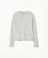 Dandel Dd Diagonal Henley Neck Long Sleeve (Light Gray) Light Grey/Os white