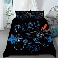 Gamepad Comforter Cover Bedding Set Teens Video Duvet Cover for Youth Kids Boys Modern Controller Bedspread Queen/King Size EU Single 135*200cm/53x79in 3pcs black