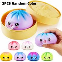 Dumpling Squeeze Toy Bubble Blowing Dumpling Stress Balls Stress Relief Toy With Steamer Fun Desk&Birthday Gift For Kids