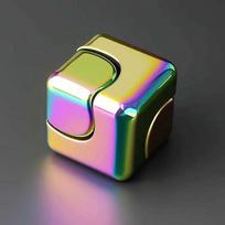 Square Magic Dice Metal Rotate Cube Fidget Spinner Anxiety Calm Down ADHD Anti Stress Toys EDC Cool Gadgets Adults Teens Boys black