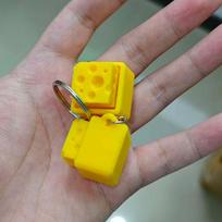 Cheese Clicker Fidget Keychain Keyboard Decompression Button Finger Toys Stress Relief Gifts for Adults Kids Boys Girls gray