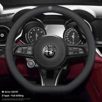 Odinė kvėpuojanti neslystanti vairo apdanga automobiliui Apsaugai Alfa Romeo Giulietta Mito 159 Giulia Stelvio 156 147 Brera