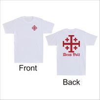 Deus Vult Order of the Holy Sepulchre Jerusalem Cross Front & Back Men's T-Shirt S white