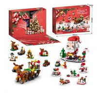 Advent Calendar Christmas Building Blocks Set 12/24 Days Building Block Toy Holiday Countdown Calendars Xmas Thanksgiving Gifts red
