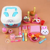 Simulation Food Feeding Toys With Storage Box Bento Hamburger Ice Cream Food Toy Set Dollhouse Kitchen Toys Kid Birthday Gifts mėlyna