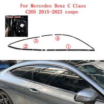 For Mercedes Benz C Class C205 2015- coupe Sedan Window Chrome Delete Blackout ABC Pillars Glossy Black Stickers Glossy black black