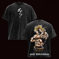 JoJo's Bizarre Adventure Dio Brando Graphic Tshirt Men Women Clothing Short Sleeve Cotton T-shirts Washed Tee Harajuku T Shirt S black