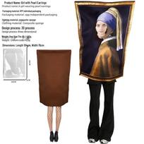 Mona Lisa & Girl with a Pearl Earring Halloween Costume - Funny Retro Painting Sponge Suit for Parties One Size Adult brown