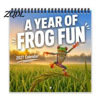 Thick Paper Office Organizer Funny Frogs 2027 Wall Calendar, 12 Month Humorous Frog Hanging Calendar for Home Academic Year Planner Office, A white