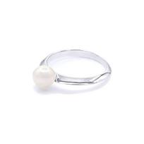 Ring - Pearls & Colors - Round Freshwater Cultured Pearl 6-7 mm - White Pearl - White Gold 375/1000 - AAA+ Quality - Woman 54