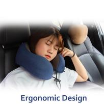 U Shaped Neck Pillow Cationic Cloth Neck Protection Memory Foam Travel Pillow for Travel Car Home Blue Single Neck mėlyna