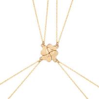 4 vnt. širdelės pakabuko chokeris, širdelės dėlionė, keturlapis dobilas, karoliai, papuošalai, dovana beige
