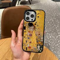 The Kiss G-Gustav Klimt P-Painting    Phone Case For iPhone17,16,15,14,13,12,11 Plus,Pro Max Colored Silver Plated Inside Cover iPhone13 brown