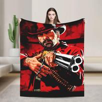 Red Dead Redemption Blankets Flannel Winter Arthur Morgan Breathable Super Soft Throw Blankets for Bed Car Plush Thin Quilt Size: 75*100cm, Weight: 280 GSM