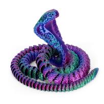 Realistiškas 3D spausdintas gyvatė 30/45/60 cm besisukantis kobra ornamentas Rankų darbo modeliavimas Gyvūnas Modelis Darbalaukio ornamentas blue