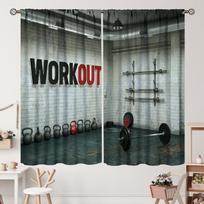 Industrial Workout Gym Curtain Polyester Fabric Backdrop for Fitness Room Sport Decor Man Cave Curtains Polyester Curtain Drape 53x116cm 2pc21x46in gray