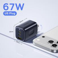 Baseus 67W GaN Charger Mini USB C Fast Charger Quick Charging Phone Charger For iPhone 17 16 Portable Travel Charger For Laptops