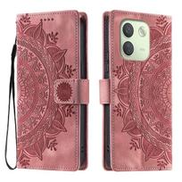 for Xiaomi Redmi Note 17 Pro Max 5G Mandala Embossed PU Leather Flip Wallet Phone Case Redmi Note 17 Pro Max 5G rožinė