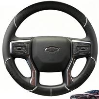 ize Microfiber Leather Car Steering Wheel Cover For Chevrolet Blazer 19-22 Silverado 19-21 3500HD 20-21 Suburban Tahoe 21 White round gray