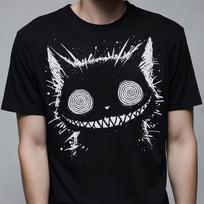 Creepy Cheshire Cat Tshirt: Trippy Weirdcore Shirt, Dark Art Gothic Graphic Tee, Alt Clothing 130 white