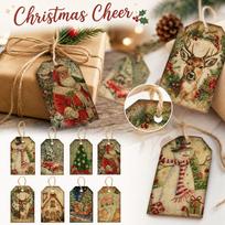 Christmas Party Hanging Tags with Jute Rope, Decorative Label Cards for Party Decoration, D One Size beige